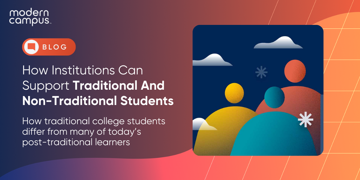 graphic image that says 'traditional vs non-traditional students in higher education'